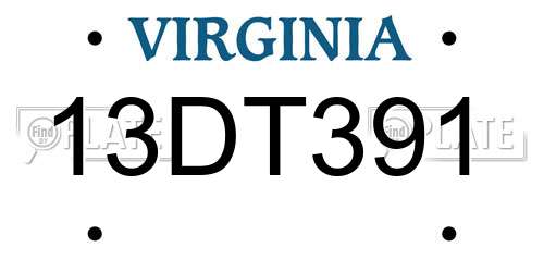 13DT391 Virginia License Plate