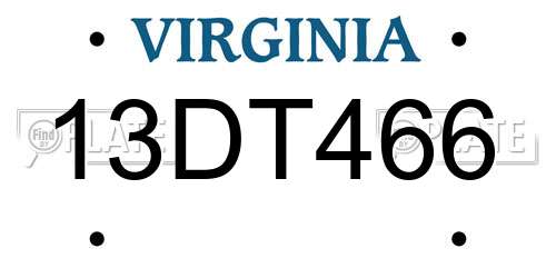 13DT466 Virginia License Plate