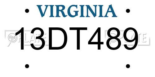 13DT489 Virginia License Plate