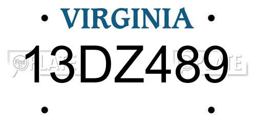 13DZ489 Virginia License Plate