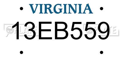 13EB559 Virginia License Plate