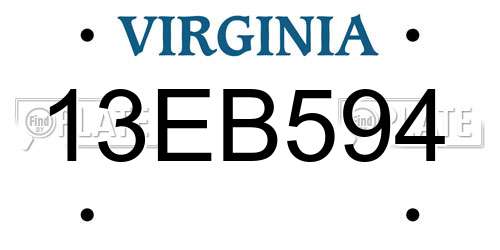 13EB594 Virginia License Plate