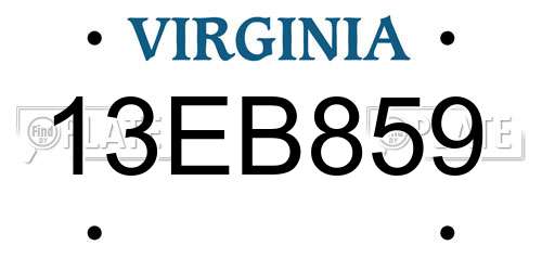 13EB859 Virginia License Plate