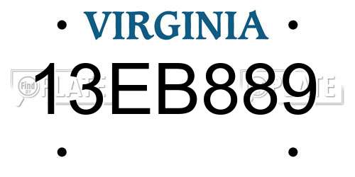 13EB889 Virginia License Plate