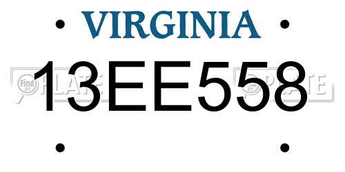 13EE558 Virginia License Plate