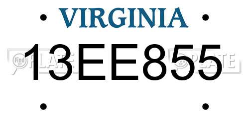 13EE855 Virginia License Plate