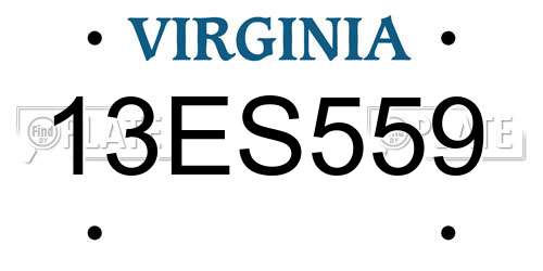 13ES559 Virginia License Plate