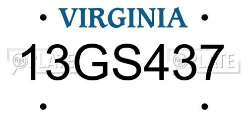13GS437 Virginia License Plate