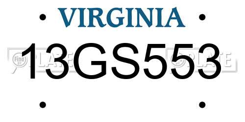 13GS553 Virginia License Plate