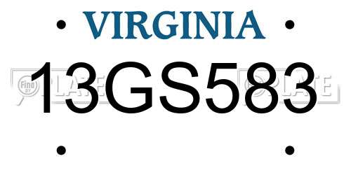 13GS583 Virginia License Plate
