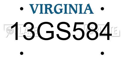 13GS584 Virginia License Plate