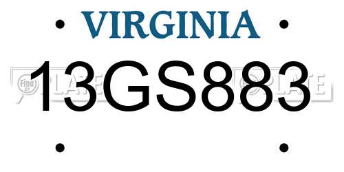 13GS883 Virginia License Plate
