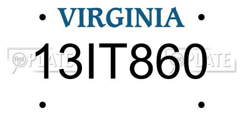 13IT860 Virginia License Plate
