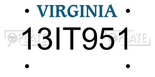 13IT951 Virginia License Plate