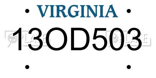 13OD503 Virginia License Plate