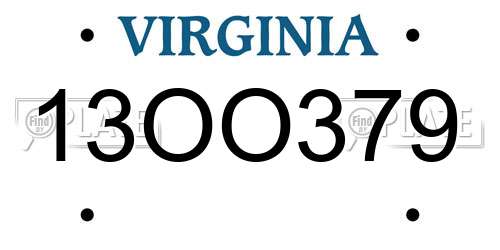 13OO379 Virginia License Plate