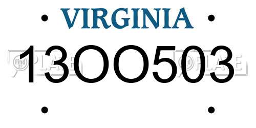 13OO503 Virginia License Plate