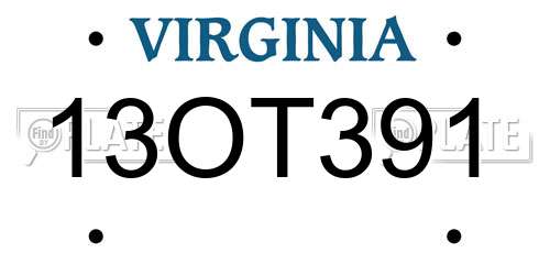 13OT391 Virginia License Plate