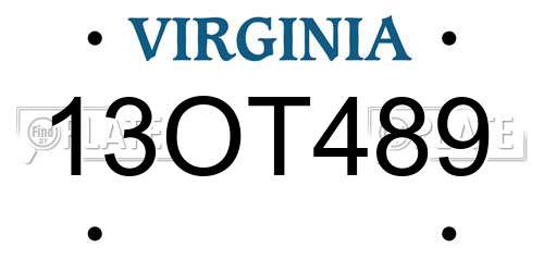 13OT489 Virginia License Plate