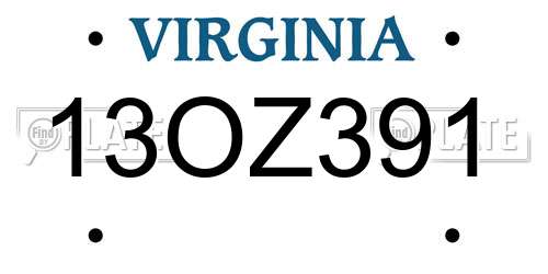 13OZ391 Virginia License Plate