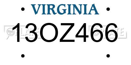 13OZ466 Virginia License Plate