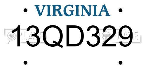13QD329 Virginia License Plate