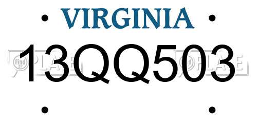 13QQ503 Virginia License Plate