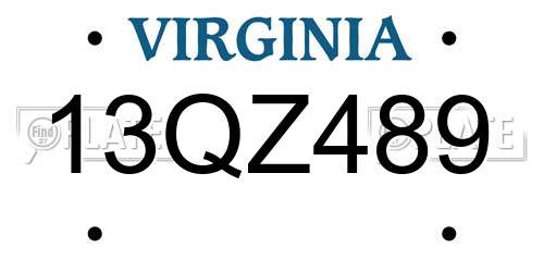 13QZ489 Virginia License Plate