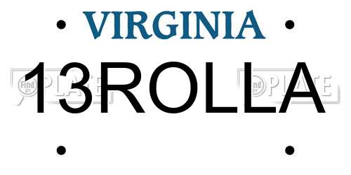 13ROLLA Virginia License Plate