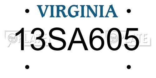 13SA605 Virginia License Plate