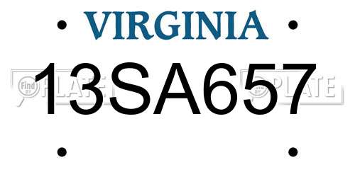 13SA657 Virginia License Plate