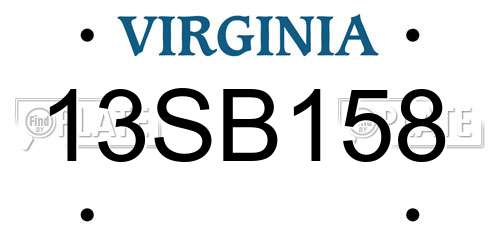 13SB158 Virginia License Plate