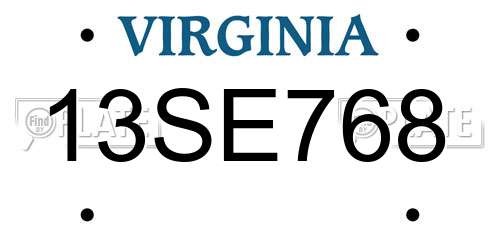 13SE768 Virginia License Plate