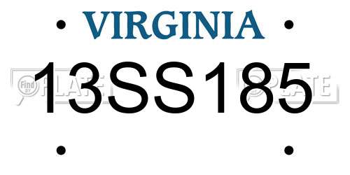13SS185 Virginia License Plate