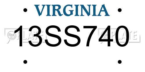 13SS740 Virginia License Plate