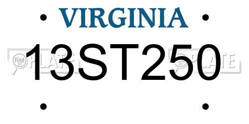 13ST250 Virginia License Plate