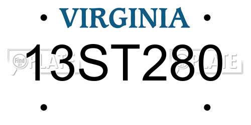 13ST280 Virginia License Plate