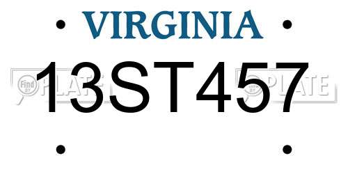 13ST457 Virginia License Plate