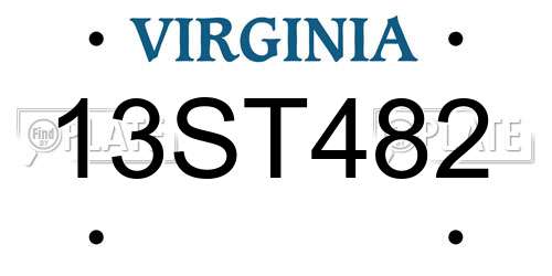 13ST482 Virginia License Plate