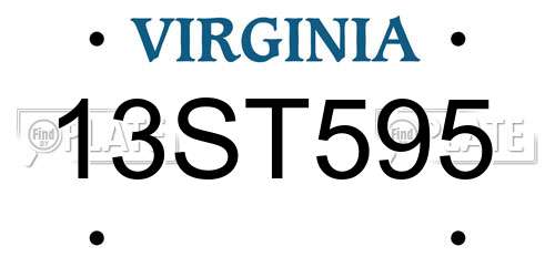 13ST595 Virginia License Plate