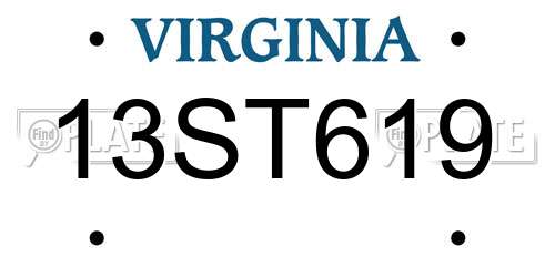 13ST619 Virginia License Plate