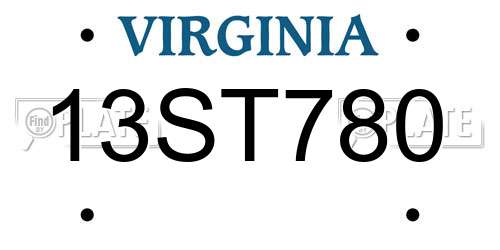 13ST780 Virginia License Plate