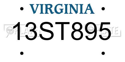 13ST895 Virginia License Plate