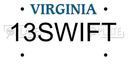 13SWIFT Virginia License Plate