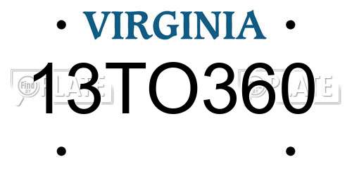 13TO360 Virginia License Plate
