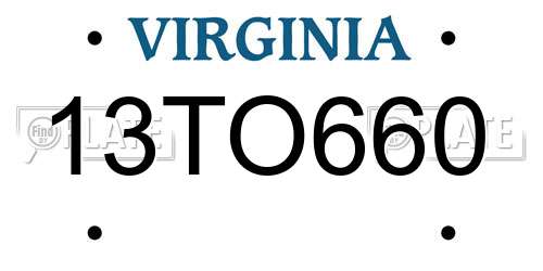 13TO660 Virginia License Plate