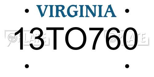 13TO760 Virginia License Plate