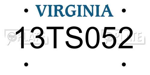13TS052 Virginia License Plate