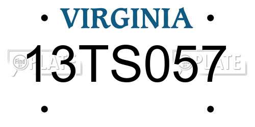 13TS057 Virginia License Plate