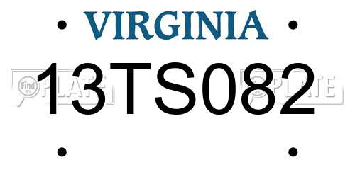 13TS082 Virginia License Plate